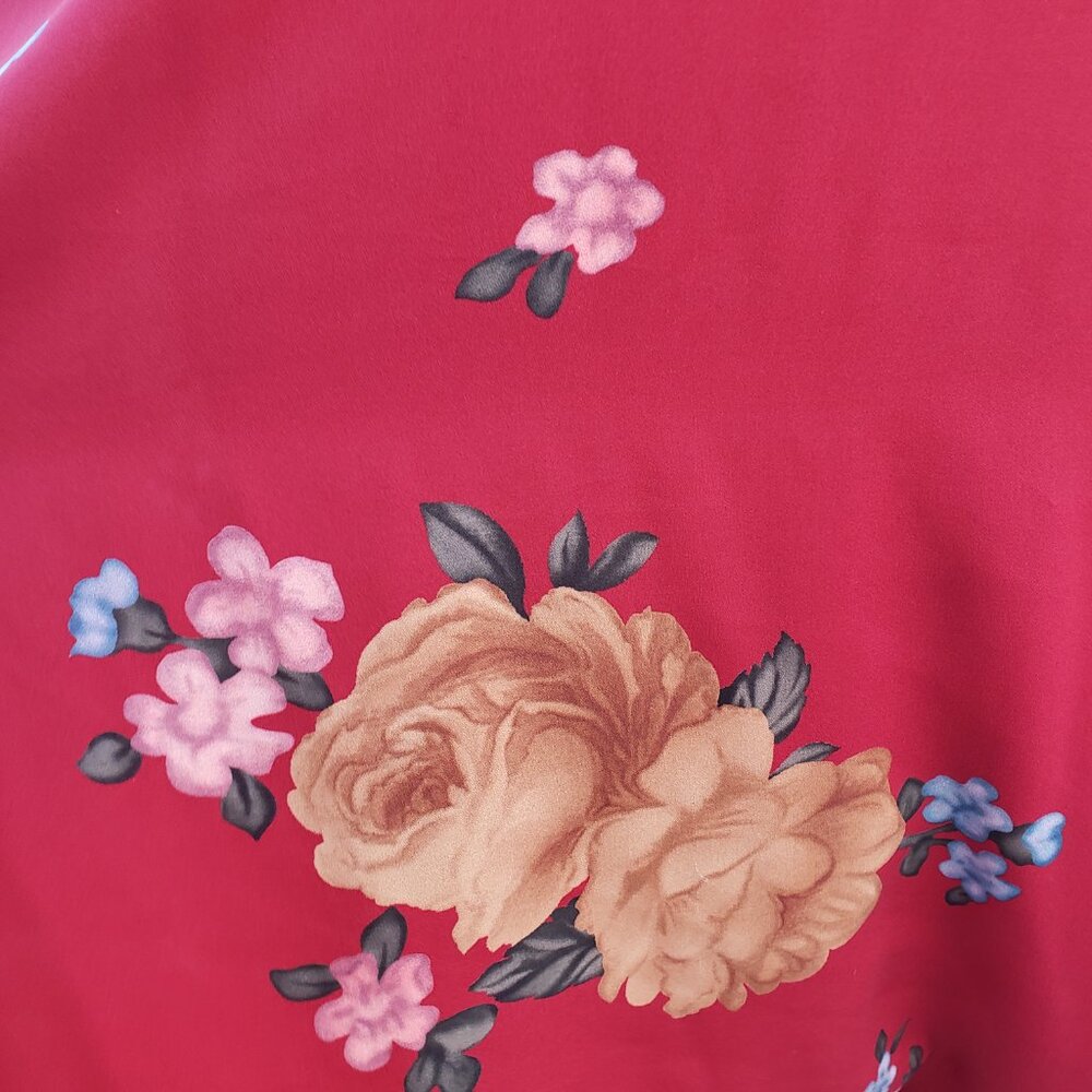 Magda Butrym Dress Red Floral Silk Short Sleeves Asymmetric Hem Midi 38 - Picture 7 of 10